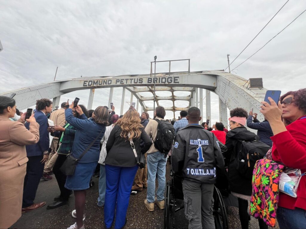 Activists on the Edmund Pettus bridge