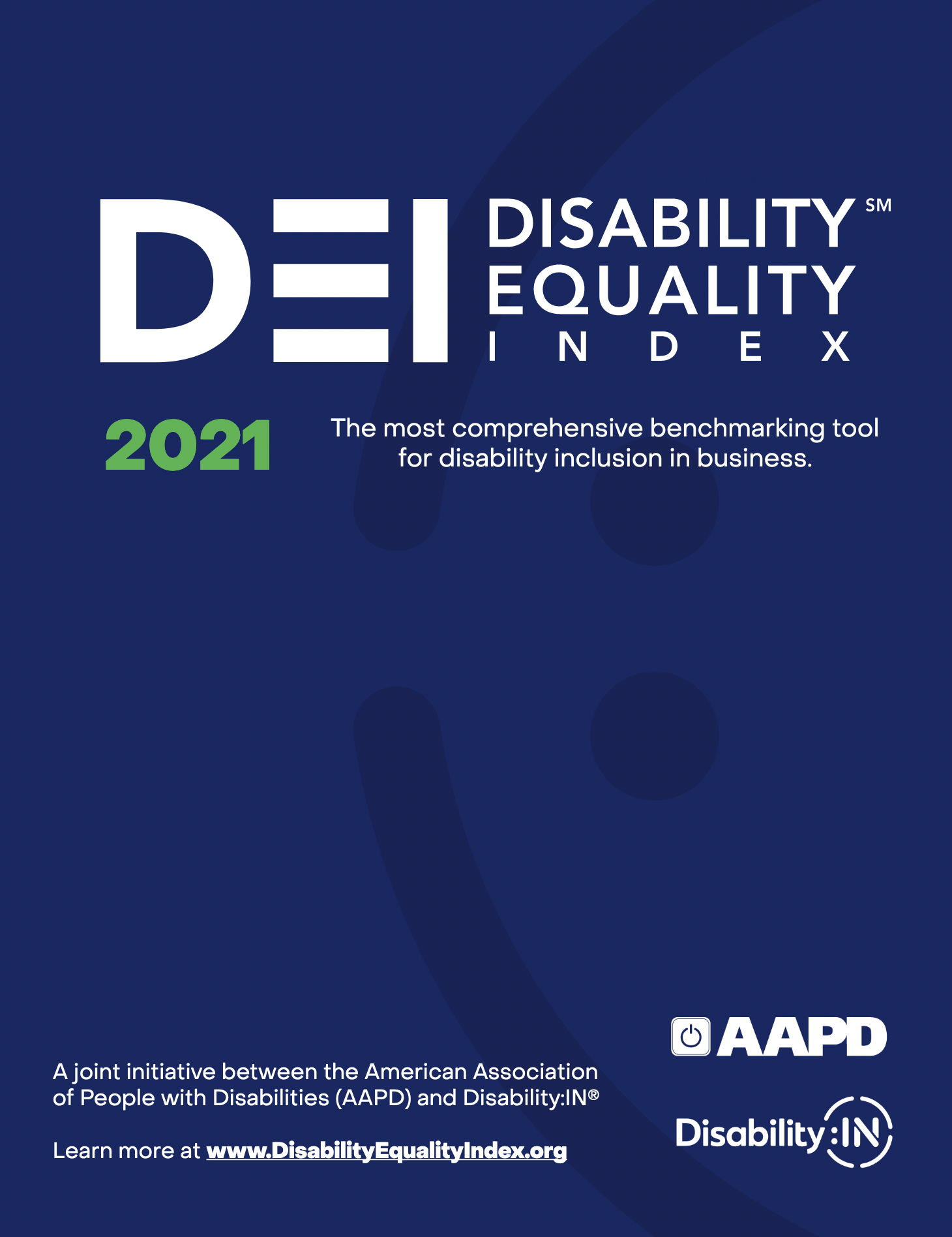 2021 DEI report cover image with dark blue background and white words